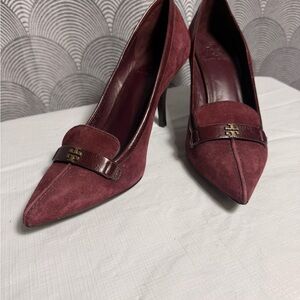 Tory Burch Eliza Burgundy Suede Pumps